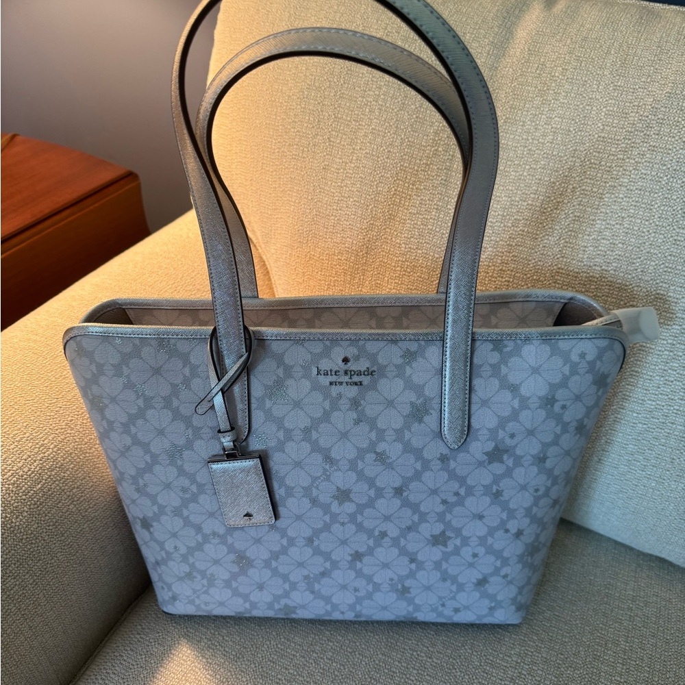 Kate Spade Floral and Star Patterned Gray Tote